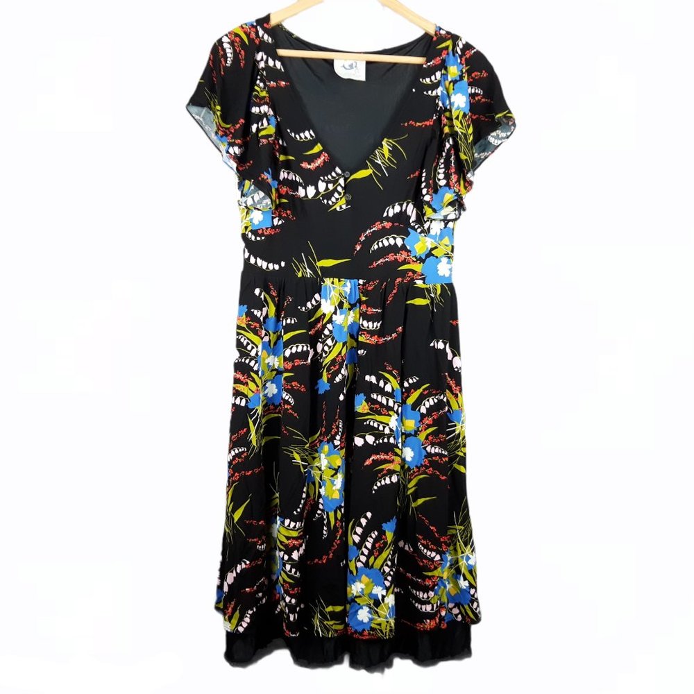Anthropologie Mermaid Dress Black Floral Dress Size Medium